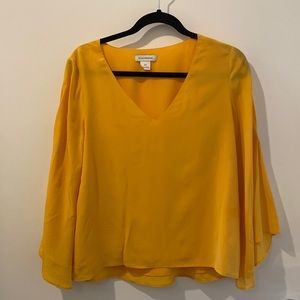 Yellow silk Club Monaco V-neck blouse
